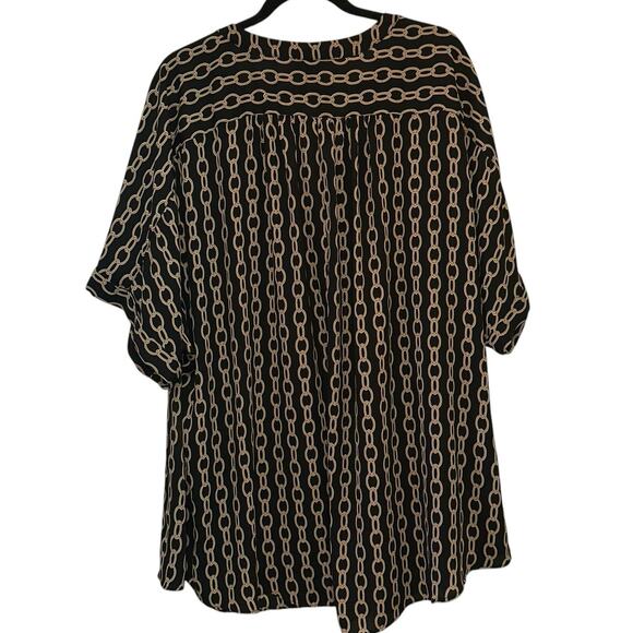 Worthington Black & Gold Chain PatternV Neck Blouse - Picture 3 of 5